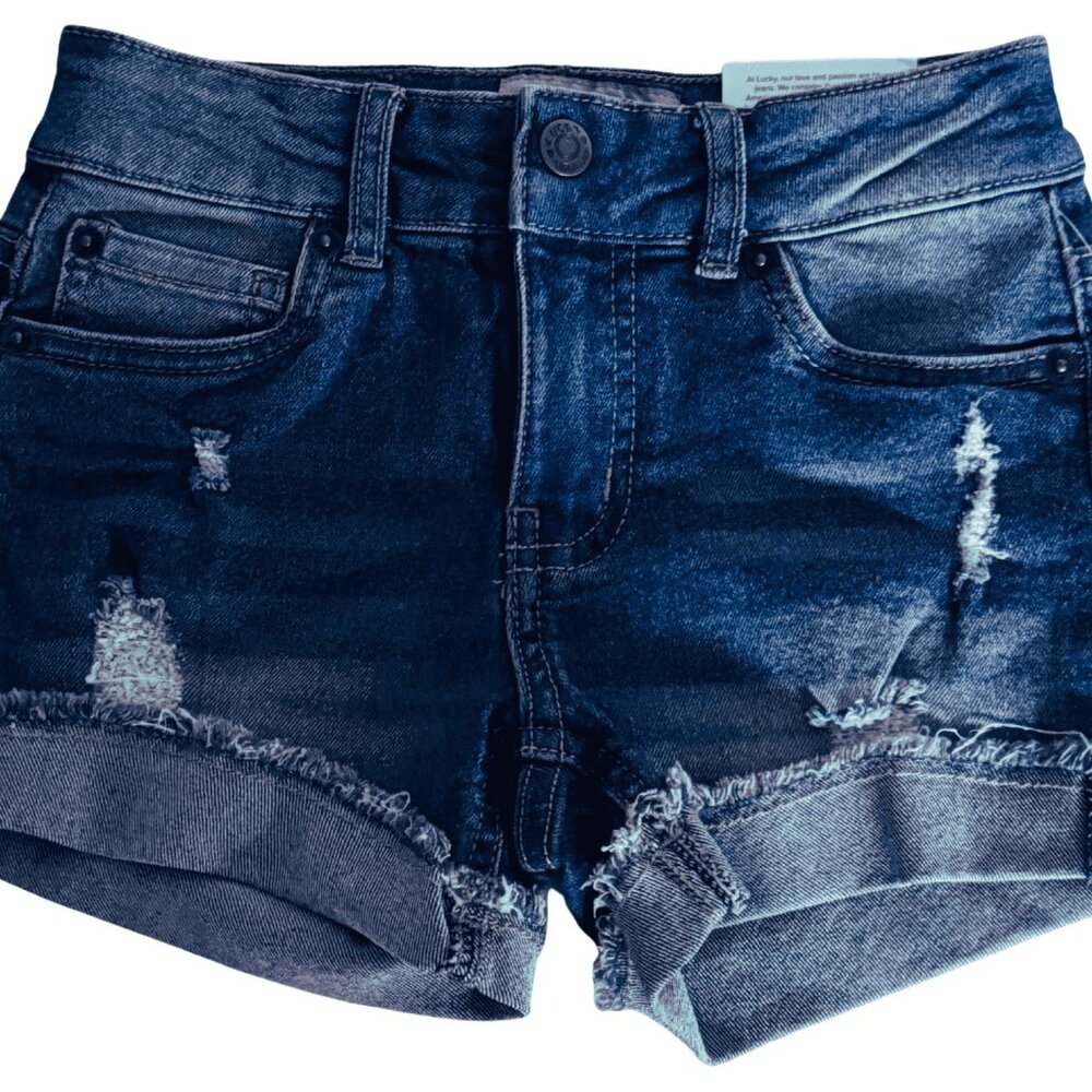 Lucky Brand Girls Denim Shorts Ada Wash Cuffed Stretch 5 Pocket Size 6